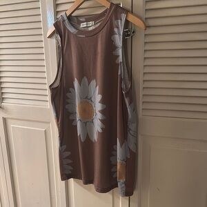 Brown Floral Miss Look Sleeveless Top